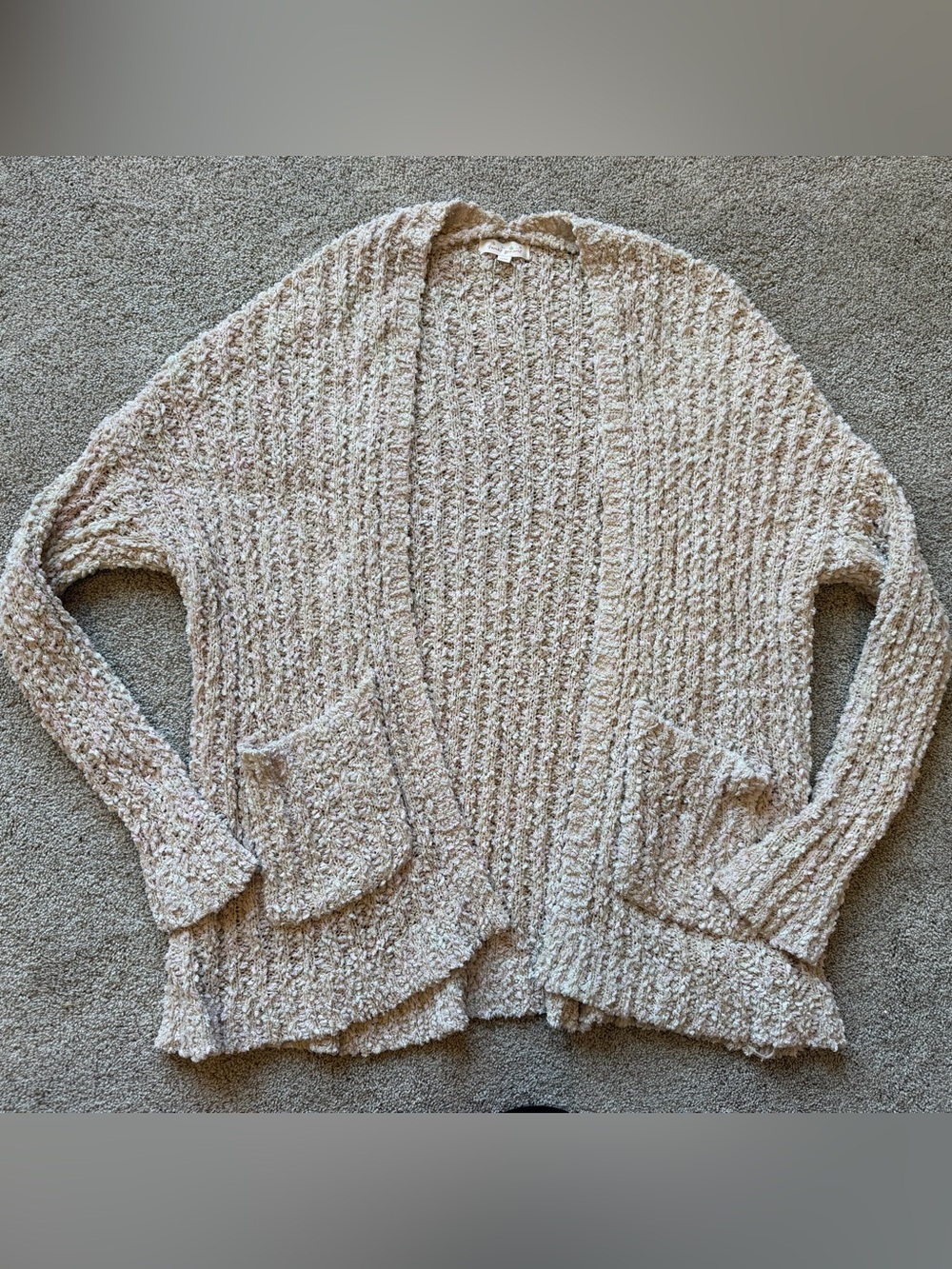 Women’s Chunky Cozy Cream Open Front Cardigan- Size S/M